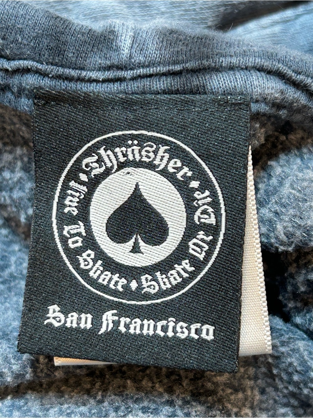 Thrasher Magazine Flame Outline Logo Tie Dye Pullover Hoodie Black Grey Skater - Picture 5 of 6